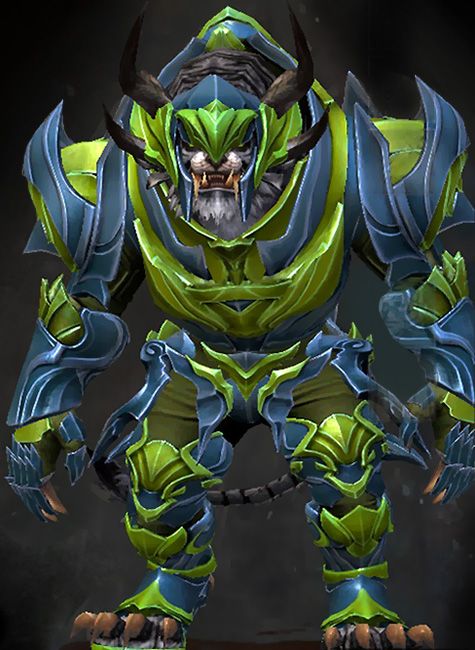 Male Crafted - Refined Envoy Guild Wars 2 Charr Heavy Male Crafted Armor Set - Dyed Green & Blue - Refined Envoy