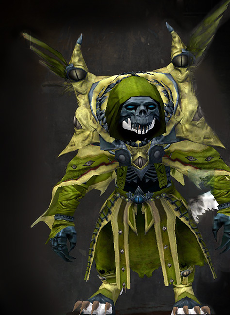 Female Dungeon The Ruined City of Arah - Armor of the Lich Guild Wars 2 Charr Light Female Dungeon Armor Set - Dyed Green & Blue - Armor of the Lich
