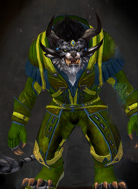 Male - Apprentice Guild Wars 2 Charr Light Male Armor Set - Dyed Green & Blue - Apprentice