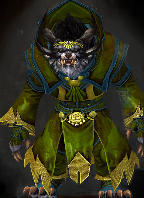 Male Dungeon Caudecus's Manor - Council Ministry Guild Wars 2 Charr Light Male Dungeon Armor Set - Dyed Green & Blue - Council Ministry