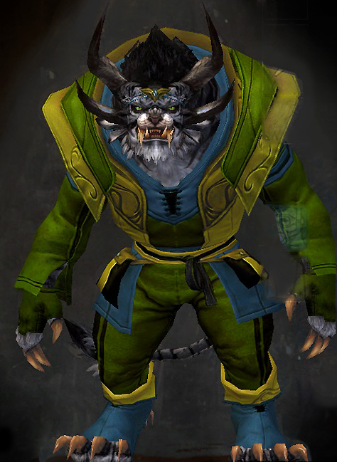 Male - Country Guild Wars 2 Charr Light Male Armor Set - Dyed Green & Blue - Country