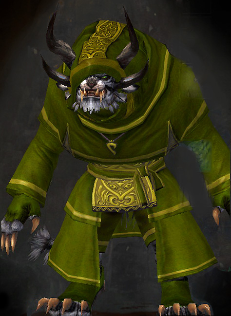 Male Karma - Devout Guild Wars 2 Charr Light Male Karma Armor Set - Dyed Green & Blue - Devout