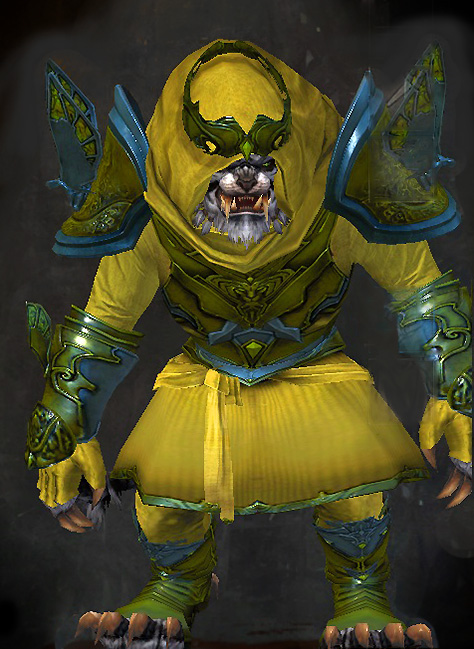 Male PvP - Glorious Guild Wars 2 Charr Light Male PvP Armor Set - Dyed Green & Blue - Glorious