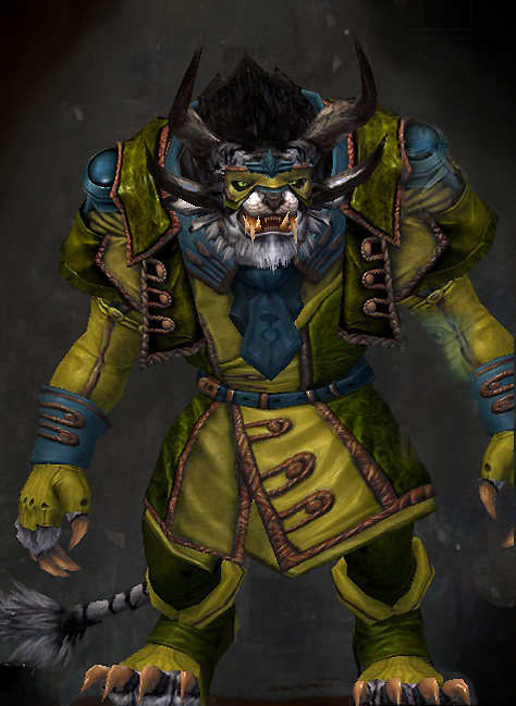 Male - Magician Guild Wars 2 Charr Light Male Armor Set - Dyed Green & Blue - Magician