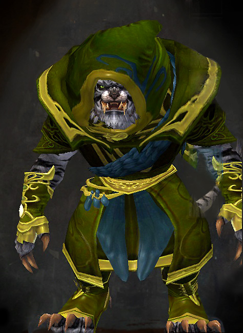 Male Crafted - Winged Guild Wars 2 Charr Light Male Crafted Armor Set - Dyed Green & Blue - Winged