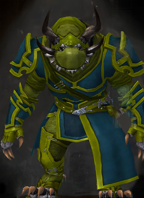 Male - Sneakthief Guild Wars 2 Charr Medium Male Armor Set - Dyed Green & Blue - Sneakthief