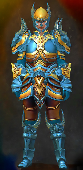 Male PvP - Glorious Guild Wars 2 Human Heavy Male PvP Armor Set - Dyed Blue & Gold - Glorious