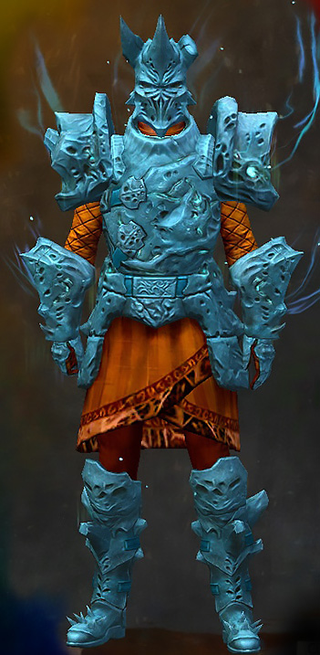 Male Heart of Thorns - Leystone Guild Wars 2 Human Heavy Male Heart of Thorns Armor Set - Dyed Blue & Gold - Leystone