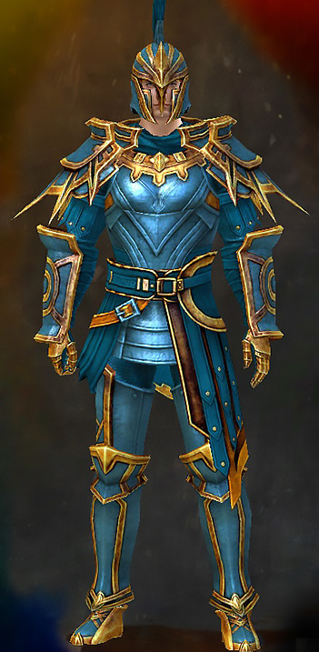 Male Order Vigil - Vigil's Honor Guild Wars 2 Human Heavy Male Order Armor Set - Dyed Blue & Gold - Vigil's Honor