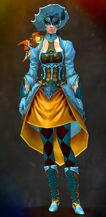Female Cultural Tier 2 - Aristocrat's Guild Wars 2 Human Light Female Cultural Armor Set - Dyed Blue & Gold - Aristocrat's