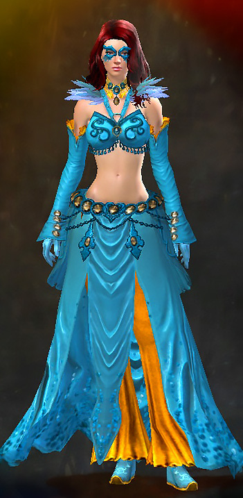 Female - Conjurer Guild Wars 2 Human Light Female Armor Set - Dyed Blue & Gold - Conjurer