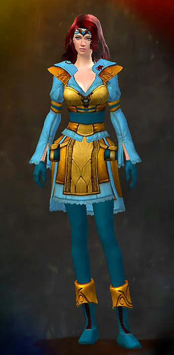 Female - Country Guild Wars 2 Human Light Female Armor Set - Dyed Blue & Gold - Country
