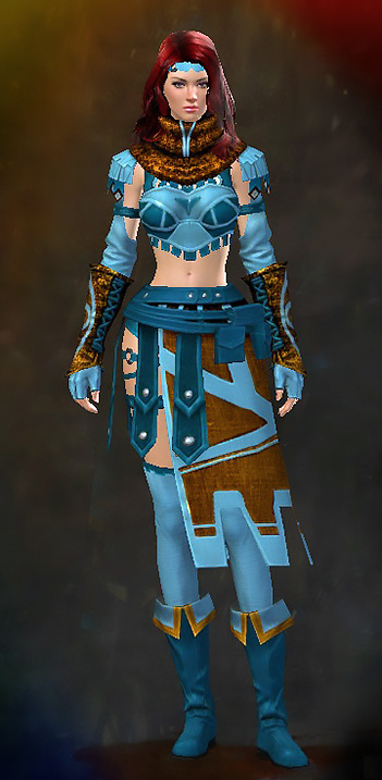 Female Order Vigil - Vigil's Honor Guild Wars 2 Human Light Female Order Armor Set - Dyed Blue & Gold - Vigil's Honor