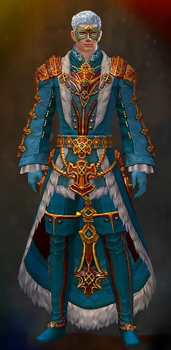 Guild Wars 2 Human Light Male Karma Armor Set - Dyed Blue & Gold - Aurora