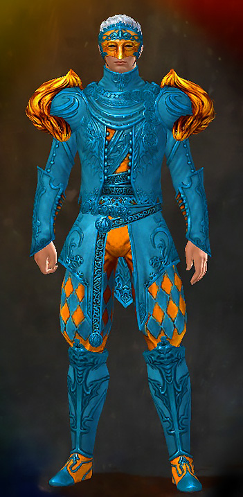 Guild Wars 2 Human Light Male Crafted Armor Set - Dyed Blue & Gold - Illustrious