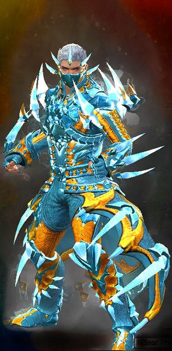 Male Crafted - Perfected Envoy - Wielded Guild Wars 2 Human Light Male Crafted Armor Set - Dyed Green & Blue - Perfected Envoy - Wielded