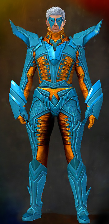 Guild Wars 2 Human Light Male Gem Armor Set - Dyed Blue & Gold - Profane