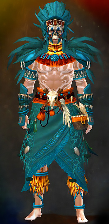 Male PvP - Tribal Guild Wars 2 Human Light Male PvP Armor Set - Dyed Blue & Gold - Tribal