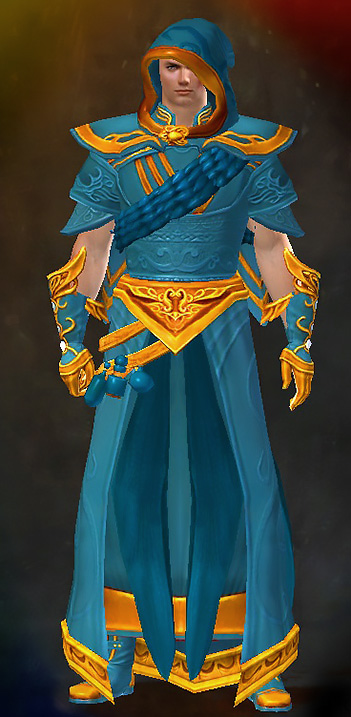 Male Crafted - Winged Guild Wars 2 Human Light Male Crafted Armor Set - Dyed Blue & Gold - Winged