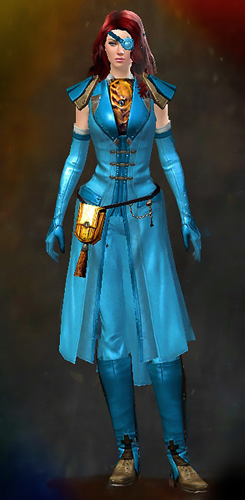 Female Crafted - Noble Guild Wars 2 Human Medium Female Crafted Armor Set - Dyed Blue & Gold - Noble