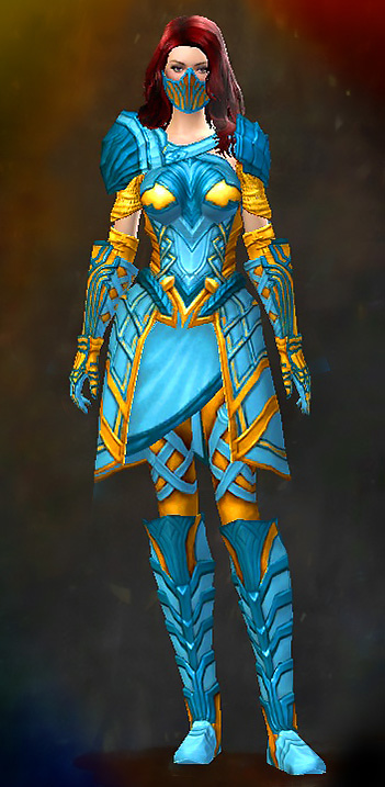 Female Order Durmand Priory - Priory's Historical Guild Wars 2 Human Medium Female Order Armor Set - Dyed Blue & Gold - Priory's Historical