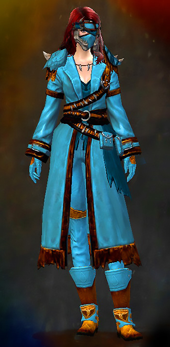 Female Karma - Stalker Guild Wars 2 Human Medium Female Karma Armor Set - Dyed Blue & Gold - Stalker