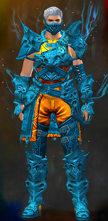 Male Heart of Thorns - Leystone Guild Wars 2 Human Medium Male Heart of Thorns Armor Set - Dyed Blue & Gold - Leystone