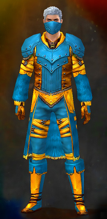 Male Crafted - Seeker Guild Wars 2 Human Medium Male Crafted Armor Set - Dyed Blue & Gold - Seeker