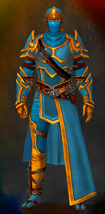 Male - Sneakthief Guild Wars 2 Human Medium Male Armor Set - Dyed Blue & Gold - Sneakthief