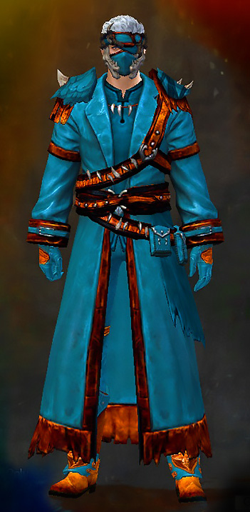 Male Karma - Stalker Guild Wars 2 Human Medium Male Karma Armor Set - Dyed Blue & Gold - Stalker