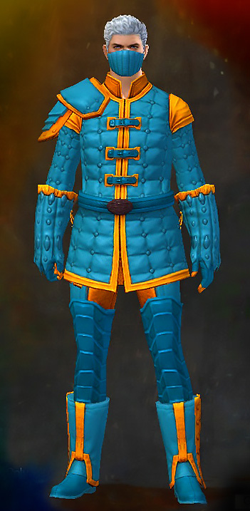 Male - Studded Guild Wars 2 Human Medium Male Armor Set - Dyed Blue & Gold - Studded
