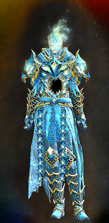 Female - Lunatic Guard Guild Wars 2 Human Female Outfit - Dyed Blue & Gold - Lunatic Guard