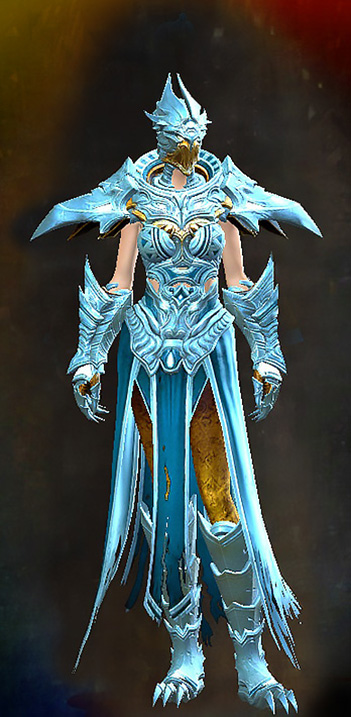 Female - Mursaat Guild Wars 2 Human Female Outfit - Dyed Blue & Gold - Mursaat