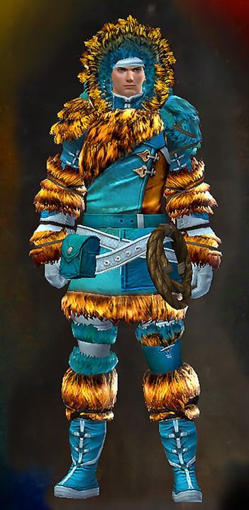 Male - Arctic Explorer Guild Wars 2 Human Male Outfit - Dyed Blue & Gold - Arctic Explorer