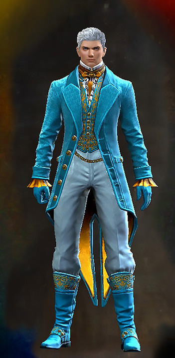 Male - Noble Count Guild Wars 2 Human Male Outfit - Dyed Blue & Gold - Noble Count