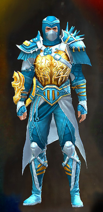 Male - Rox's Pathfinder Guild Wars 2 Human Male Outfit - Dyed Blue & Gold - Rox's Pathfinder