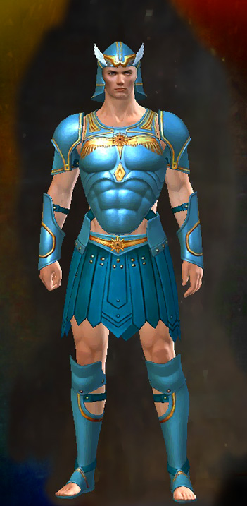 Male - Sunspear Guild Wars 2 Human Male Outfit - Dyed Blue & Gold - Sunspear